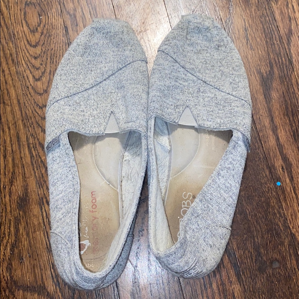 BOBS Skechers Shoes Women Size 9 Gray Slip On Loafers Memory Foam Comfort